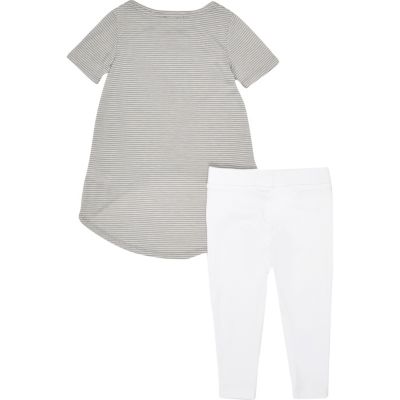 Mini girls grey top and leggings outfit